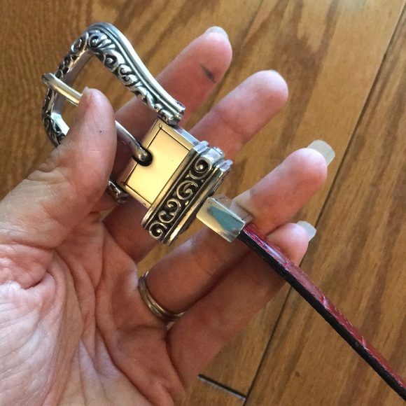 Reversible red & black & silver Brighton belt - Picture 5 of 8